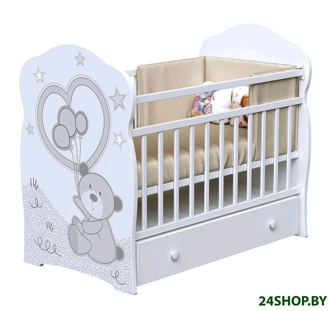 Детская кроватка VDK Toby маятник и ящик (белый) Детская кроватка VDK Toby маятник и ящик (белый)