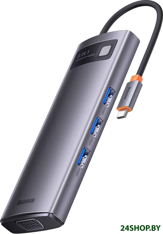 Док-станция Baseus Metal Gleam Series 8-in-1 Multifunctional Type-C HUB Docking Station Gray WKWG050 Док-станция Baseus Metal Gleam Series 8-in-1 Multifunctional Type-C HUB Docking Station Gray WKWG050
