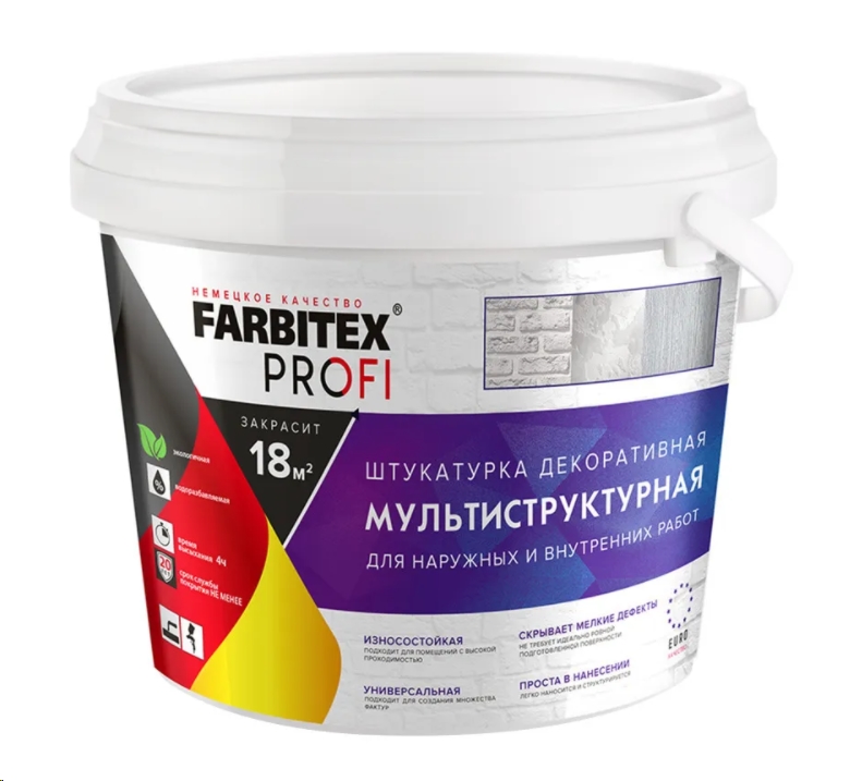 Декоративная штукатурка Farbitex Profi мультиструктурная (2.5 л) Декоративная штукатурка Farbitex Profi мультиструктурная (2.5 л)
