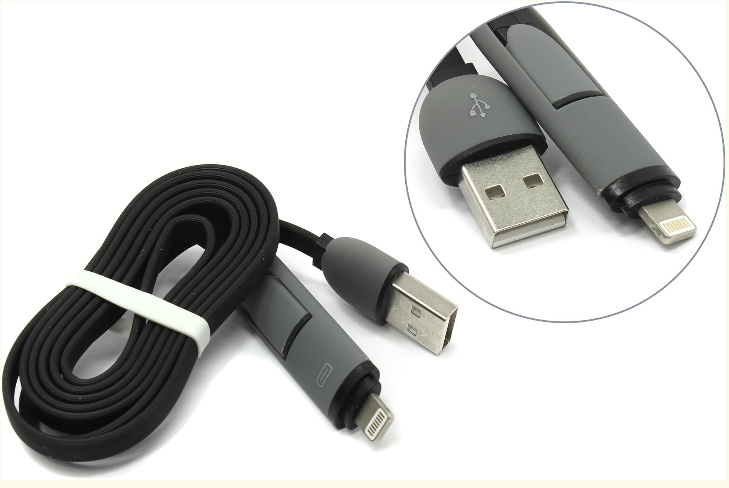 Кабель Defender USB 2.0 micro-B Lightning 1м Black (87488) Кабель Defender USB 2.0 micro-B Lightning 1м Black (87488)
