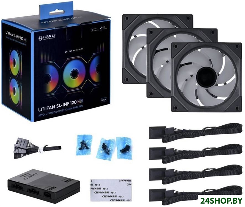 Набор вентиляторов с контроллером Lian Li Uni Fan SL Infinity 120 G99.12SLIN3B.00 Набор вентиляторов с контроллером Lian Li Uni Fan SL Infinity 120 G99.12SLIN3B.00