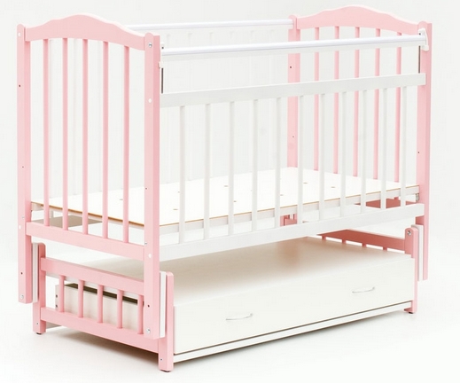Детская кроватка Bambini М.01.10.11 (белый/розовый) Детская кроватка Bambini М.01.10.11 (белый/розовый)