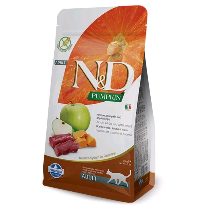 Сухой корм для кошек Farmina N and D Pumpkin Grain Free Venison and Apple Adult (1,5 кг) Сухой корм для кошек Farmina N and D Pumpkin Grain Free Venison and Apple Adult (1,5 кг)