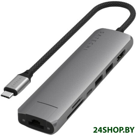 Док-станция Satechi 7-in-1 USB-C Slim Multiport Adapter with Ethernet ST-P7SM (серый) Док-станция Satechi 7-in-1 USB-C Slim Multiport Adapter with Ethernet ST-P7SM (серый)