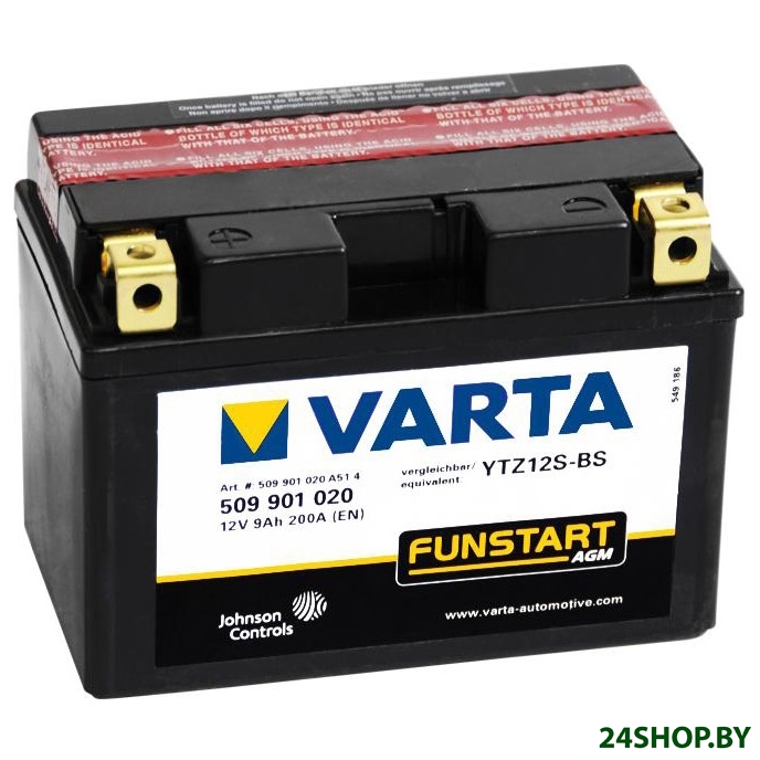 Мотоциклетный аккумулятор Varta Funstart AGM TTZ12S-BS 509 901 020 (9 А/ч) Мотоциклетный аккумулятор Varta Funstart AGM TTZ12S-BS 509 901 020 (9 А/ч)
