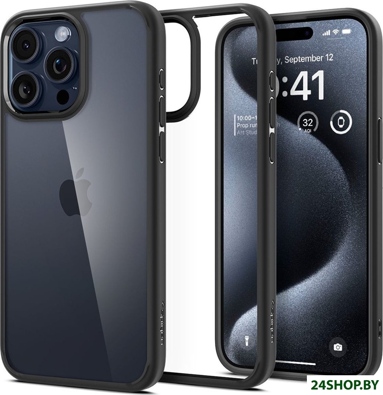 Чехол для телефона Spigen Ultra Hybrid для iPhone 15 Pro ACS06713 (черный) Чехол для телефона Spigen Ultra Hybrid для iPhone 15 Pro ACS06713 (черный)