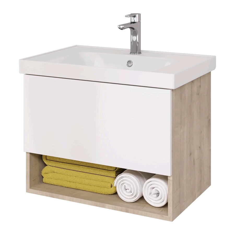 Мебель для ванных комнат Dreja Тумба под умывальник Perfecto 70 99.0812 (дуб эврика/белый гл.) Мебель для ванных комнат Dreja Тумба под умывальник Perfecto 70 99.0812 (дуб эврика/белый гл.)