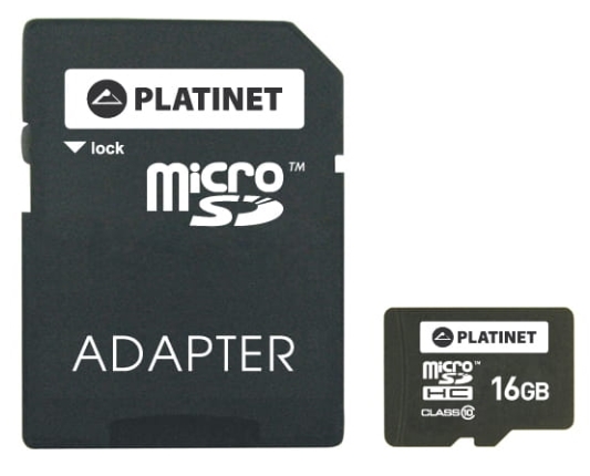 Карта памяти Platinet PMMSD1610 16GB + адаптер Карта памяти Platinet PMMSD1610 16GB + адаптер