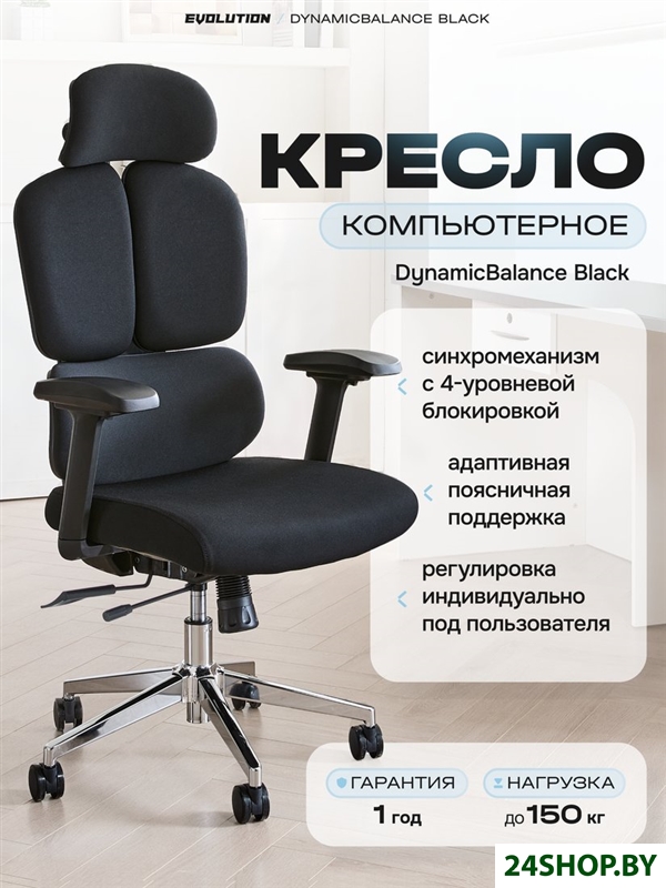 Офисное кресло Evolution DynamicBalance Black (черный) Офисное кресло Evolution DynamicBalance Black (черный)