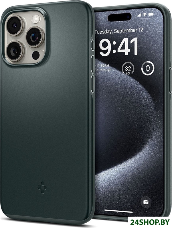 Чехол для телефона Spigen Thin Fit для iPhone 15 Pro ACS06690 (зеленый) Чехол для телефона Spigen Thin Fit для iPhone 15 Pro ACS06690 (зеленый)