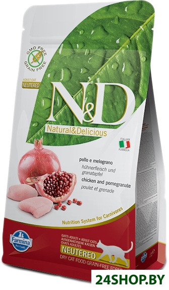 Сухой корм для кошек Farmina N&D Grain Free Cat Chicken & Pomegranate Neutered 10 кг Сухой корм для кошек Farmina N&D Grain Free Cat Chicken & Pomegranate Neutered 10 кг