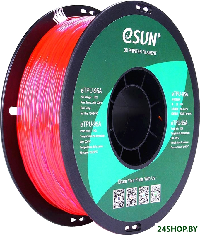 eSUN eTPU-95A 1.75 мм 1000 г (розовый полупрозрачный) eSUN eTPU-95A 1.75 мм 1000 г (розовый полупрозрачный)