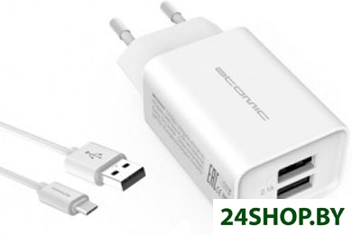 Сетевое зарядное Atomic U400 microUSB (белый) Сетевое зарядное Atomic U400 microUSB (белый)