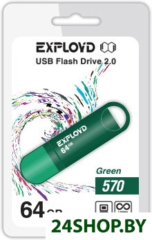 USB флэш-накопитель EXPLOYD 570 64GB зеленый USB флэш-накопитель EXPLOYD 570 64GB зеленый