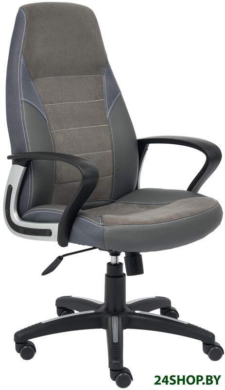 Кресло TetChair Inter (искусственная кожа, флок, ткань, серый/металлик) Кресло TetChair Inter (искусственная кожа, флок, ткань, серый/металлик)