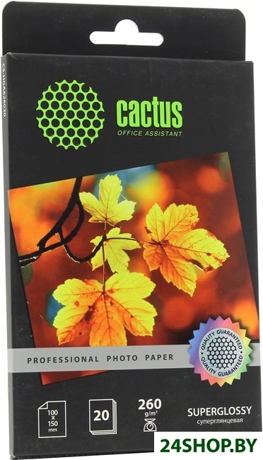 Фотобумага CACTUS Суперглянцевая A6 260 г/кв.м. 20 листов (CS-HGA626020) Фотобумага CACTUS Суперглянцевая A6 260 г/кв.м. 20 листов (CS-HGA626020)