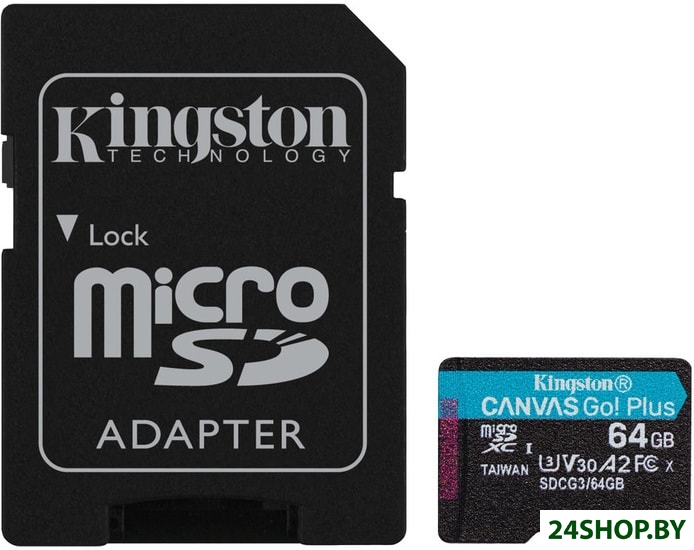 Карта памяти Kingston Canvas Go! Plus microSDXC 64GB (с адаптером) (SDCG3/64GB) Карта памяти Kingston Canvas Go! Plus microSDXC 64GB (с адаптером) (SDCG3/64GB)