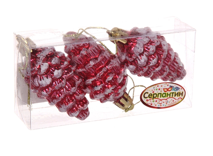 Елочная игрушка Серпантин Шишечки в инее 5.5 см 3 шт (красный) 916-0252 Елочная игрушка Серпантин Шишечки в инее 5.5 см 3 шт (красный) 916-0252