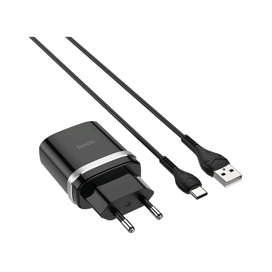 Сетевое зарядное Hoco C12Q USB Type-C (черный) Сетевое зарядное Hoco C12Q USB Type-C (черный)