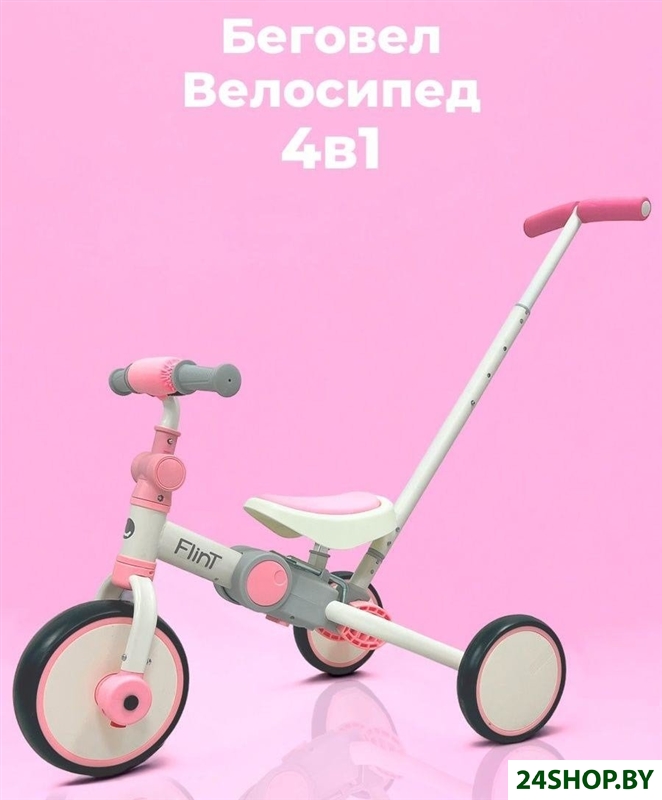 Беговел-велосипед Bubago Flint BG-FP-109-4 с ручкой (белый/розовый) Беговел-велосипед Bubago Flint BG-FP-109-4 с ручкой (белый/розовый)