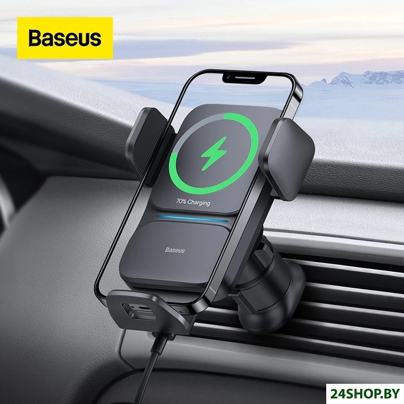 Держатель для смартфона Baseus Wisdom Auto Alignment Car Mount Wireless Charger CGZX000001 Держатель для смартфона Baseus Wisdom Auto Alignment Car Mount Wireless Charger CGZX000001