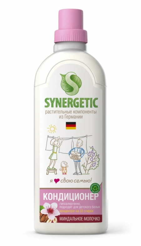 Кондиционер для белья Synergetic Миндальное молочко 1 л Кондиционер для белья Synergetic Миндальное молочко 1 л