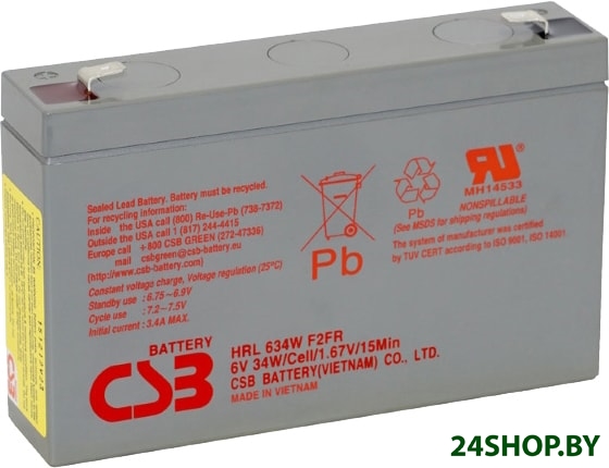 Аккумулятор для ИБП CSB HRL634W F2FR (6В/9 А·ч) Аккумулятор для ИБП CSB HRL634W F2FR (6В/9 А·ч)