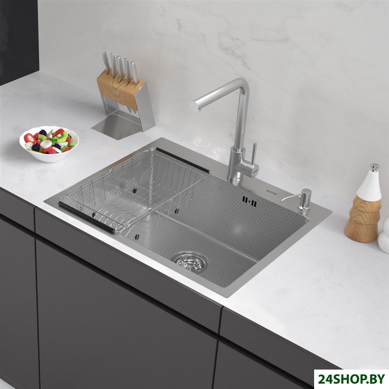 Кухонная мойка ARFEKA ECO AR мойка 600*500, коландер F, дозатор SATIN DECOR Кухонная мойка ARFEKA ECO AR мойка 600*500, коландер F, дозатор SATIN DECOR