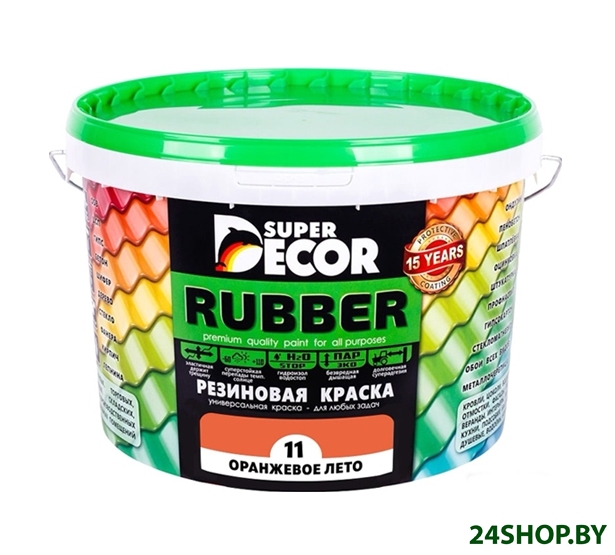 Краска Super Decor Rubber 3 кг (№11 оранжевое лето) Краска Super Decor Rubber 3 кг (№11 оранжевое лето)
