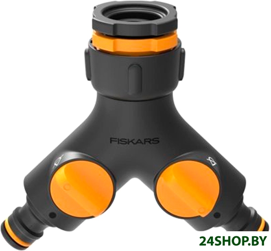 Разветвитель Fiskars Коннектор двухканальный с клапанами вкл/выкл 1027061 Разветвитель Fiskars Коннектор двухканальный с клапанами вкл/выкл 1027061