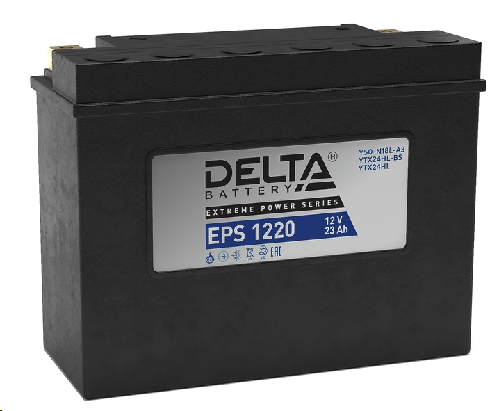 Мотоциклетный аккумулятор Delta EPS1220 (23 А·ч) Мотоциклетный аккумулятор Delta EPS1220 (23 А·ч)