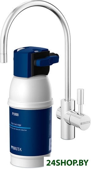 Водоочиститель BRITA MyPure P1 и круглый смеситель (белый/синий) Водоочиститель BRITA MyPure P1 и круглый смеситель (белый/синий)