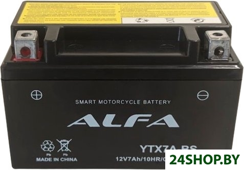 Мотоциклетный аккумулятор ALFA YTX7A-BS (7 А·ч) Мотоциклетный аккумулятор ALFA YTX7A-BS (7 А·ч)