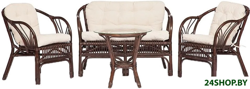 Набор садовой мебели TetChair New Bogota (диван/2 кресла/стол со стеклом, walnut) Набор садовой мебели TetChair New Bogota (диван/2 кресла/стол со стеклом, walnut)