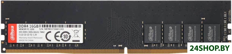 Оперативная память Dahua 16ГБ DDR4 3200 МГц DHI-DDR-C300U16G32 Оперативная память Dahua 16ГБ DDR4 3200 МГц DHI-DDR-C300U16G32