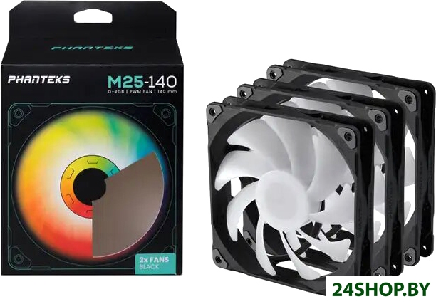 Набор вентиляторов Phanteks M25-140 D-RGB PH-F140M25_DRGB_PWM_BK01_3P Набор вентиляторов Phanteks M25-140 D-RGB PH-F140M25_DRGB_PWM_BK01_3P