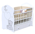 Детская кроватка VDK Bear And Moon маятник и ящик (белый)