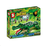 Картинка Конструктор Sembo Block 1506 (Мир динозавров/Сражение с крокодилом)