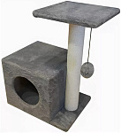 Картинка Комплекс для кошек Cat House С боковой полкой 0.58 (джут серый)