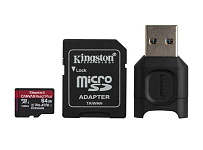 Картинка Карта памяти Kingston Canvas React Plus microSDXC 64GB (с адаптером и кардридером)