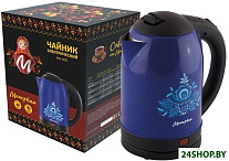 Картинка Электрочайник МАТРЁНА MA-005 (стальной гжель)