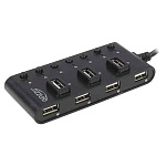 Картинка концентратор USB 2.0 Ginzzu GR-487UAB на 7 портов + адаптер