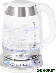 Картинка Электрочайник Hyundai HYK-G4033 (белый/серебристый)