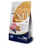 Картинка Сухой корм для кошек Farmina N and D Low Grain Cat Lamb and Blueberry Adult (1,5 кг)