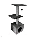Картинка Комплекс для кошек Cat House С двумя полками 1.0 (джут серый)
