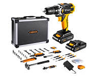 Картинка Дрель-шуруповерт Deko DKCD20FU-Li Prem SET 131 063-4137 (с 2-мя АКБ, кейс, оснастка)