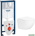 Унитаз подвесной Lauter Sulzdorf + GROHE Rapid SL 38721001 + панель GROHE 37131000 (белый с микролиф
