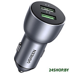 Картинка Автомобильное зарядное UGREEN CD213 10144 Gray