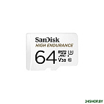 Картинка Карта памяти SanDisk High Endurance microSDXC SDSQQNR-064G-GN6IA 64GB (с адаптером)