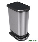 Картинка Мусорное ведро Rotho Paso Duo 1166510264 (50 л, серебристый-серый, с педалью)
